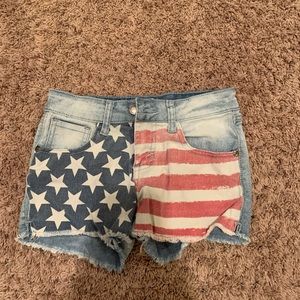 JK indigo american flag shorts
